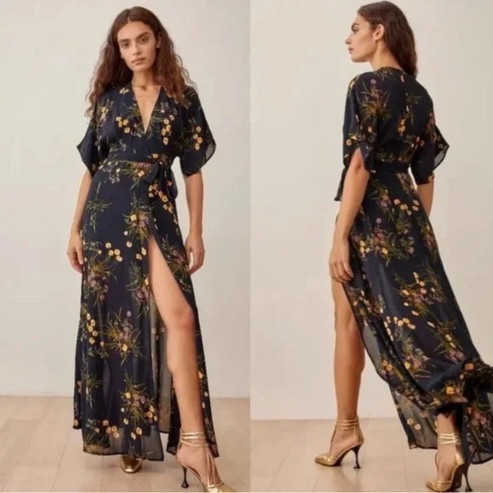 NWT Reformation Winslow dress - wrap dress - navy floral - petite large